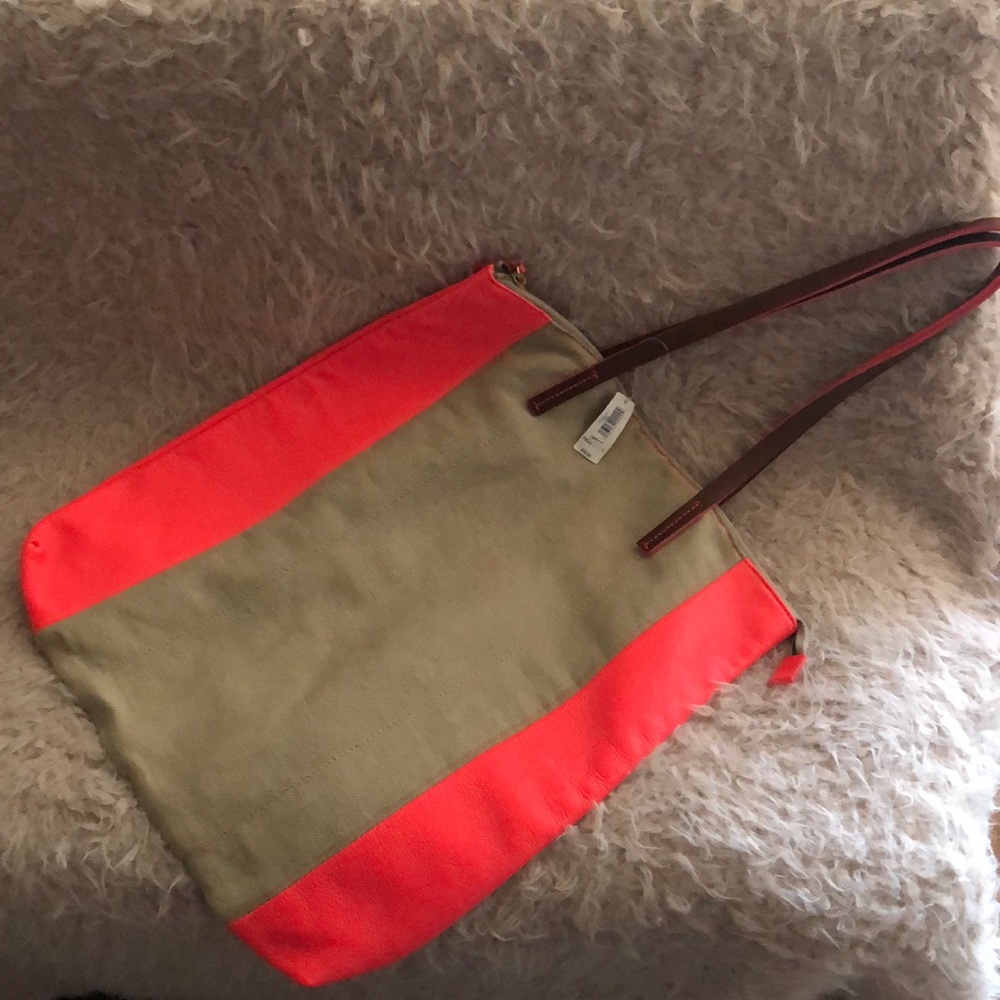 Retro Gap Mixed Leather and Canvas Tote